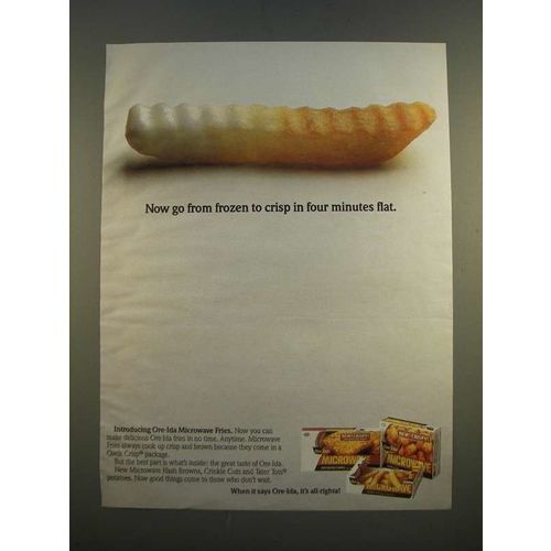 1986 Ore-Ida Microwave Fries Ad - From Frozen to Crisp in Four Minutes