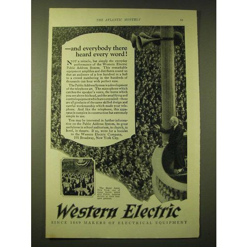 1924 Western Electric Ad - And everybody there heard every word
