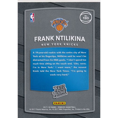 2017-18 Donruss Rated Rookie Green Flood 193 Frank Ntilikina RC New York Knicks