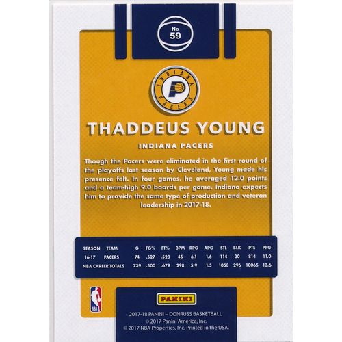 2017-18 Donruss 59 Thaddeus Young Indiana Pacers