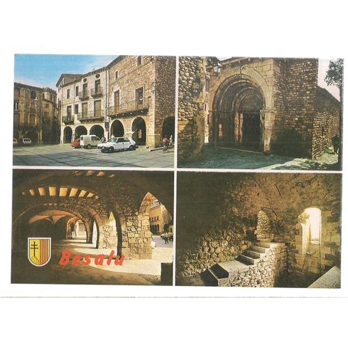 multiview, BESALU, GERONA, SPAIN unused vintage postcard #