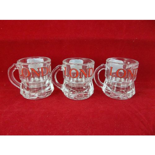 Lot Of 3 London England Jigger Shot Glasses Bus Phone Booth