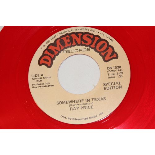 Ray Price Special Edition Color Vinyl Promo 45-SOMEWHERE IN TEXAS