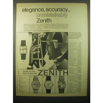 1965 Zenith Watches Advertisement - Elegance, Accuracy