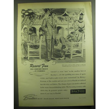 1946 Hickey-Freeman Sports Jacket Ad - Resort Fun has already begun in Florida