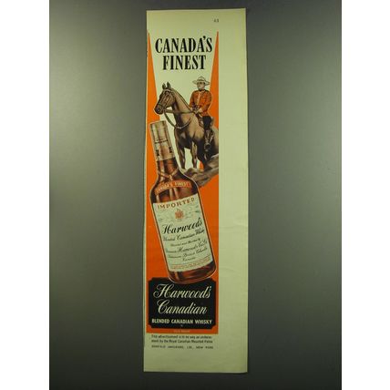 1949 Harwood's Canadian Whisky Advertisement - Canada's Finest