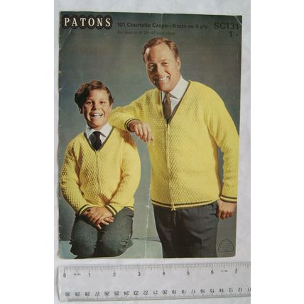 Vintage: Patons SC131 like father - like son! zipper jackets, 4 ply