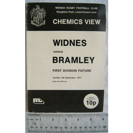 1977 programme Widnes v. Bramley, 1st Div.
