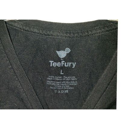 TeeFury Women's Juniors Black 100% Cotton Cap Sleeve Graphic T-Shirt Size L