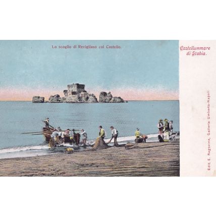 Fishermen at Castellammare Di Stabia Fishing Boats Postcard