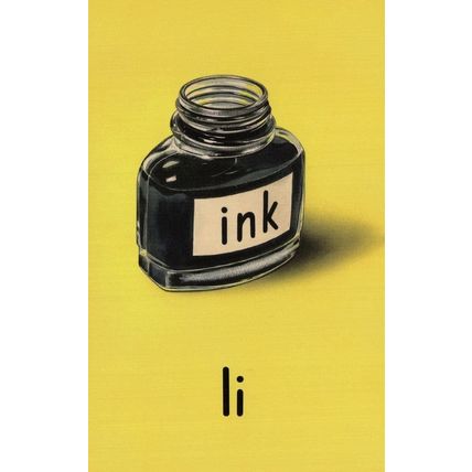 I Is For Ink Parker Bottle Antique Ladybird Childrens Book Postcard