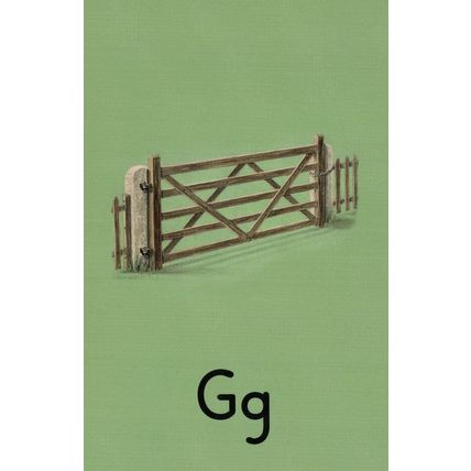 G Is For Garden Farm Gate Ladybird Old Book Alphabet Postcard