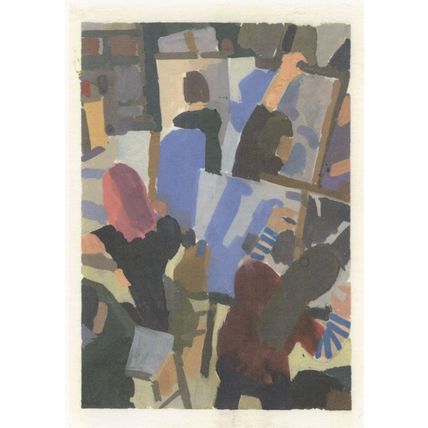 Michael Kirkbride Drawing College Art Class Students Painting Postcard