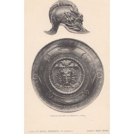 Shield & Helmet Of Charles V 5th Roman Emporer Of Spain Armour Old Postcard