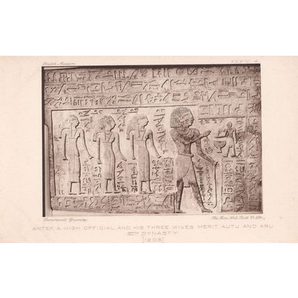 Antef a High Official & His Three Wives Egyptian Old Postcard