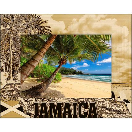 Jamaica Laser Engraved Wood Picture Frame Landscape (8 x 10)