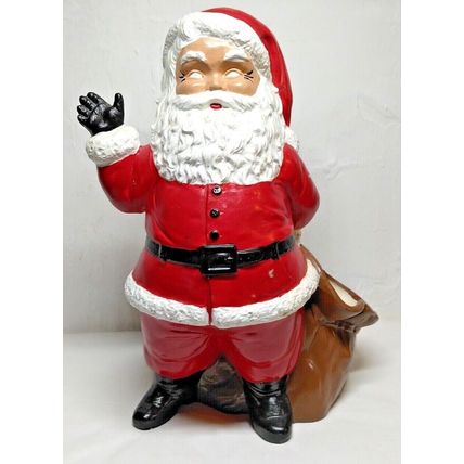 Unique 1973 Duncan Ceramic Waving Santa Christmas Planter Candy Holder Vintage