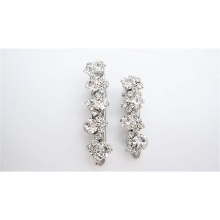 Small silver metal and clear crystal alligator hair claw clip for thin fine hair