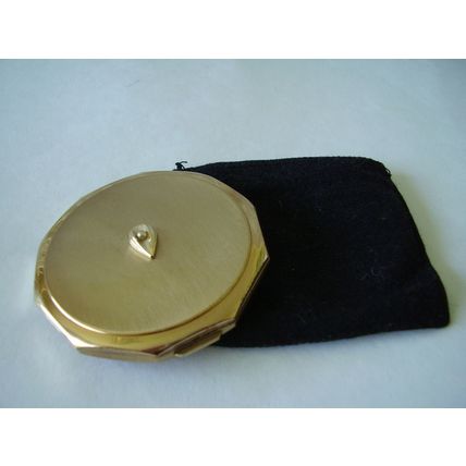 Vintage Stratton Powder Compact Gold Pearl Tear Pear-Drop Hexagonal Convertible