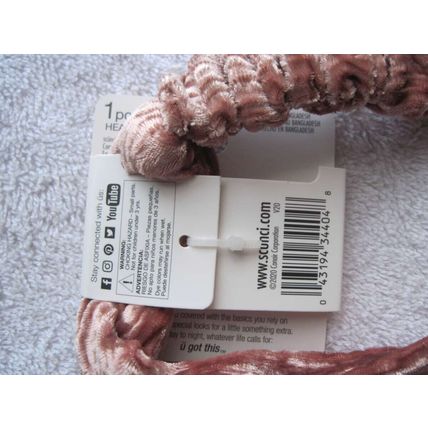 Scunci Soft Dusty Rose Pink Wide Velvet Fabric Headband Headwrap Hair Head Band