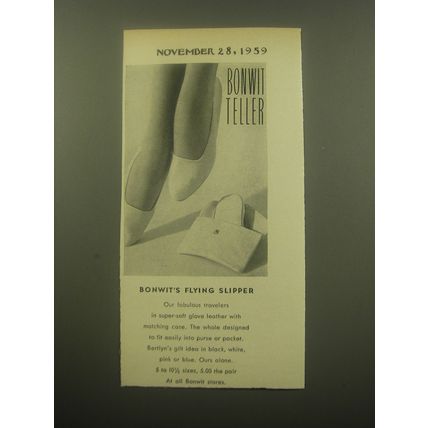 1959 Bonwitt Teller Bertlyn Slippers Ad - Bonwit's Flying Slipper