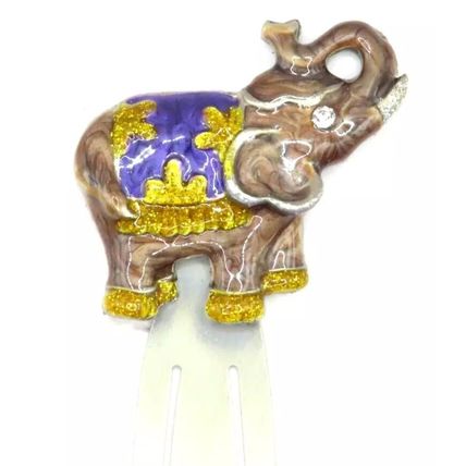 Elephant Bookmark Metal Brown & Purple Detail 11 CM Gift Collectable Home