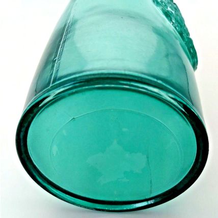 Authentic 100% Recycled Turquoise Clear Tumbler Drinking Glass Cup Embossed
