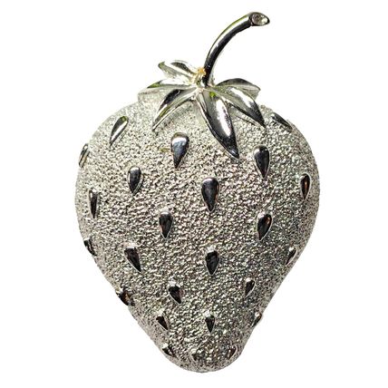 Vintage Sarah Coventry Strawberry Fruit Brooch Pin Silver Tone Signed