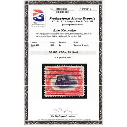 295, Used 2¢ XF - With Graded 95 PSE Certificate - Stuart Katz