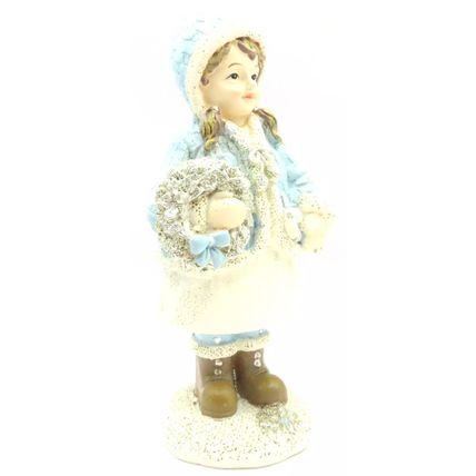 Girl Holding a Wreath Ornament Figurine 13 CM Gift Holiday Home Decor