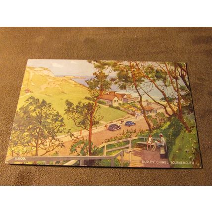 Valentines Postcard - Dursley Chine, Bournemouth Dorset - Artist E. Hailey A1500