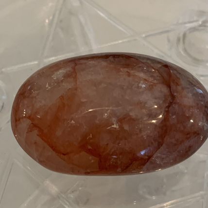 2.25" RED FIRE QUARTZ Hematoid Crystal Polished Palm Stone Tumbled Madagascar
