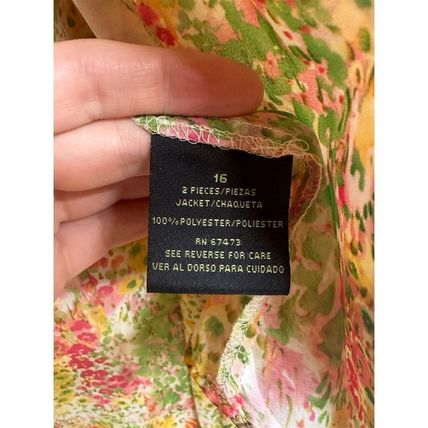 DN Design Vtg Chiffon Floral Lined Midi Dress & Cover Sz 16 Multicolor 2 Pc Set