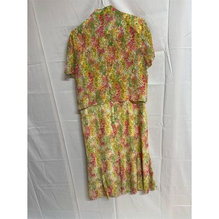 DN Design Vtg Chiffon Floral Lined Midi Dress & Cover Sz 16 Multicolor 2 Pc Set