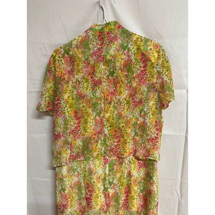 DN Design Vtg Chiffon Floral Lined Midi Dress & Cover Sz 16 Multicolor 2 Pc Set