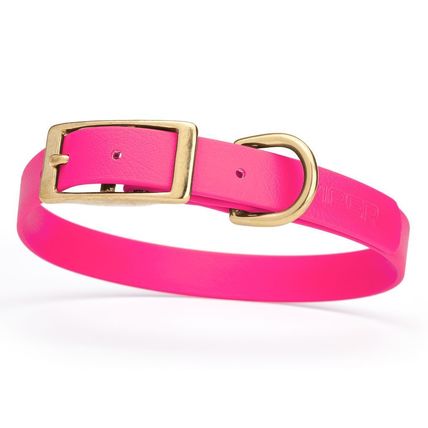 Dog Pet Collar with Brass Hardware Size M W 3/4” L 15” - 18” Passionfruit Pink