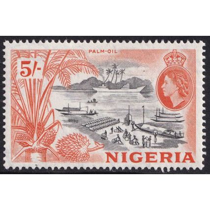 Nigeria QEII 1953-58 5s Black Red-Orange Palm Oil SG78 Mint MH