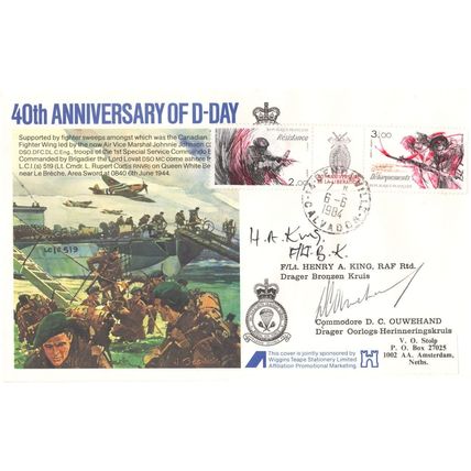 Flt Lt Henry A King Commodore DC Ouwehand D-Day WW2 MULTI Hand Signed FDC