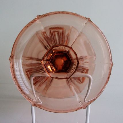 Art Deco Hermanova Pink Glass Pedestal Vase.