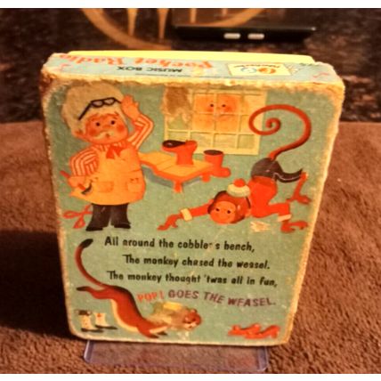 Old Vintage Fisher Price Pocket Radio Pop Goes The Weasel 6" Tall Working 1972