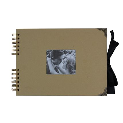 Woodside Home Living Metal Corner Scrap Book Style Photo Album 29cm x 21.5cm