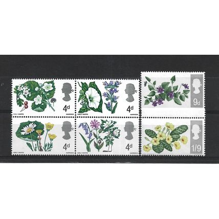 GB.British Wild Flowers set of 6.Mounted Mint.Jul25b