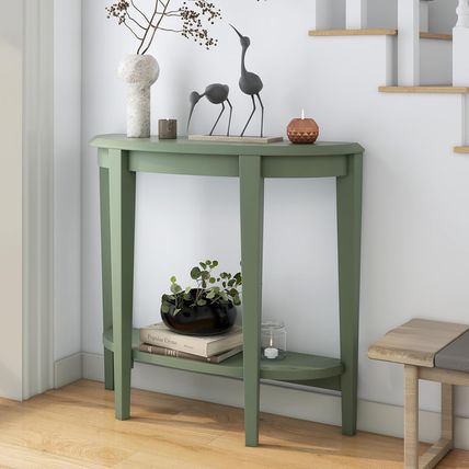 HOMES: inside + Out Payne Modern Half Moon Accent Console Table with Storage She