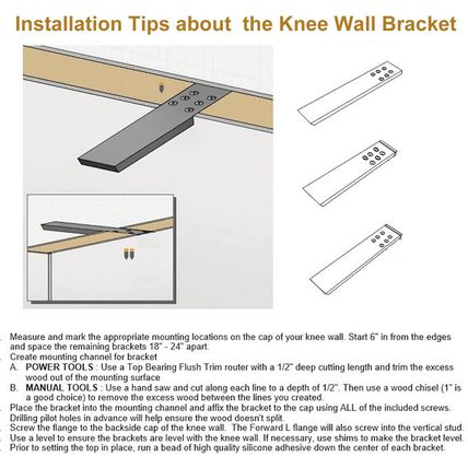 Countertop Support Bracket 3 Pack 16" Lx 2.5" W Hidden Black Knee Wall Support C