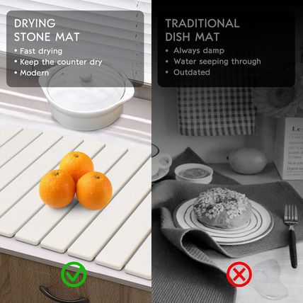 Large Stone Dish Drying Mat – 28" X 16" Fast Drying Absorbent Collapsible Dish D