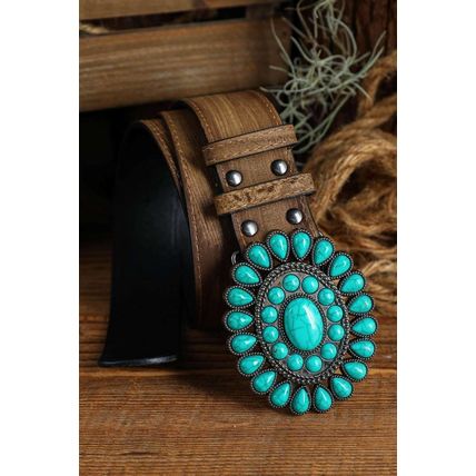 Light Blue Western Turquoise Decor Retro Wide Belt