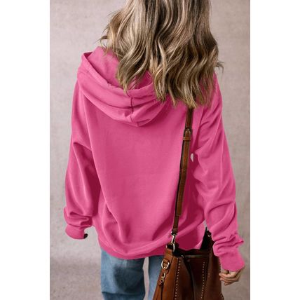 Bonbon Fleece Lined Kangaroo Pocket Drawstring Chunky Hoodie