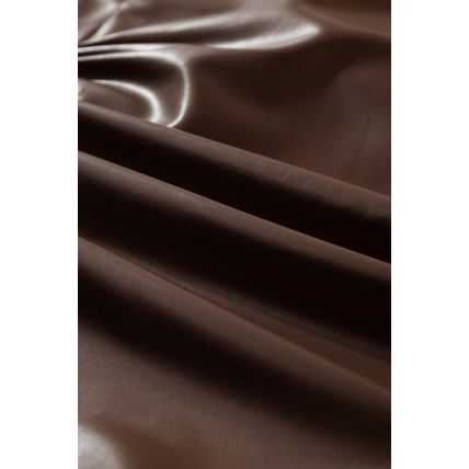Coffee Bowknot Faux Leather Mini Skirt