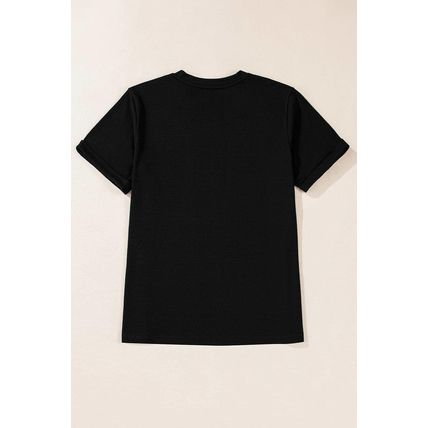 Black Santa Claus Leopard Bow Print Crew Neck Casual T Shirt