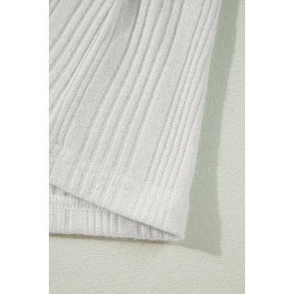 White Solid Color Ribbed Button up Tunic Cardigan